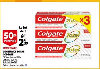 Auchan Colgate dentifrice total offre