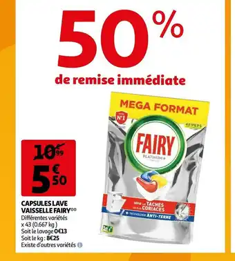 Auchan Fairy capsules lave vaiselle* offre