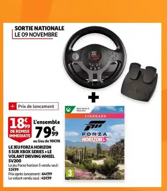 Auchan Le jeu forza horizon 5 sur xbox series + le volant driving wheel sv200 offre
