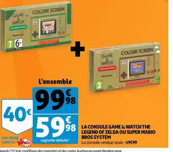Auchan La console game & watch the legend of zelda ou super mario bros system offre