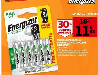 Energizer piles rechargeables power plus hr03 700 mah