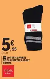 E.Leclerc Tissaia - lot de 12 paires de chaussettes sport homme offre