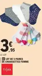 E.Leclerc Tissaia - lot de 5 paires de chaussettes femme offre