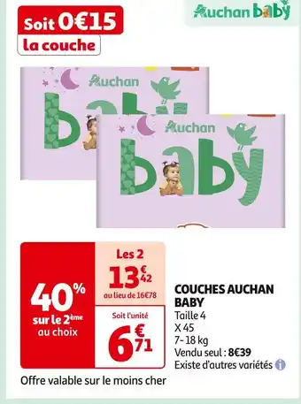 Auchan Supermarché AUCHAN BABY COUCHES offre