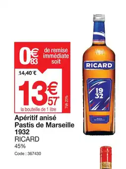 Promocash RICARD Apéritif anisé Pastis de Marseille offre