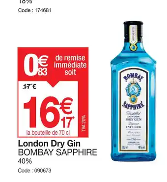 Promocash BOMBAY SAPPHIRE London Dry Gin offre