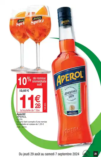 Promocash APEROL Apéritif offre