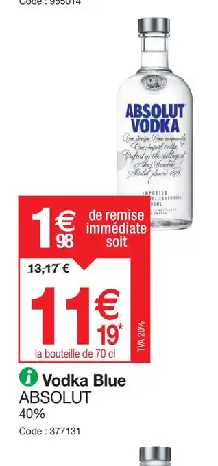 Promocash ABSOLUT Vodka Blue offre