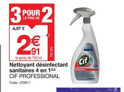 Promocash CIF PROFESSIONAL Nettoyant desinfectant sanitaires 4 en 1 offre
