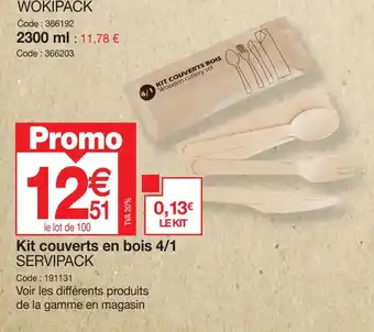 Promocash Kit couverts en bois 4/1 SERVIPACK offre