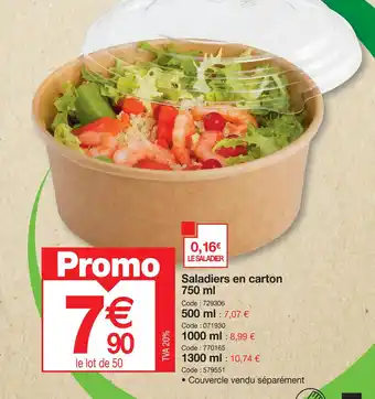 Promocash Saladiers en carton offre