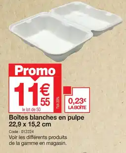 Promocash Boîtes blanches en pulpe 22,9 x 15,2 cm offre
