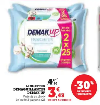 Super U DEMAK'UP Lingettes demaquillantes offre