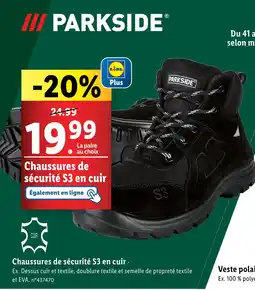 Lidl PARKSIDE Chaussures de sécurité S3 en cuir offre