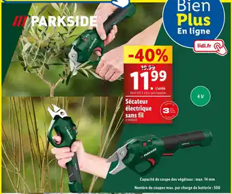 Lidl PARKSIDE Sécateur électrique sans fil offre