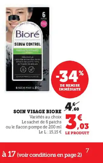 Super U BIORE Soin visage offre