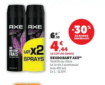 Super U AXE Deodorant offre