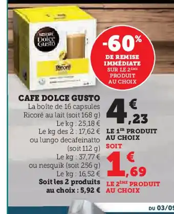 Super U Cafe dolce gusto offre