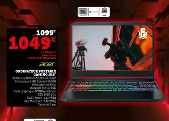 Hyper U Acer ordinateur portable gaming 15,6" offre