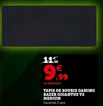 Hyper U Razer tapis de souris gaming gigantus v2 medium offre