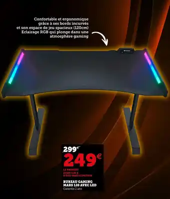 Hyper U Bureau gaming mars 120 avec led offre
