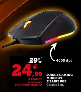 Hyper U Souris gaming minos xt filaire rgb offre