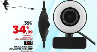 Hyper U Tnb webcam filaire influence fhd 1080p offre