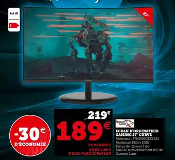 Ecran d’ordinateur gaming 27" curve