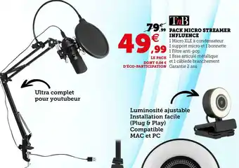 Super U Tnb pack micro streamer influence offre