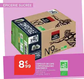 Bi1 Capsules De Café Compostable Bio San Marco offre