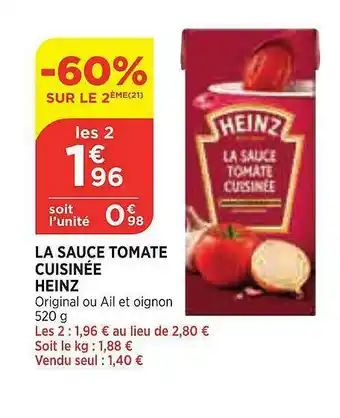 Bi1 La Sauce Tomate Cuisinée Heinz offre