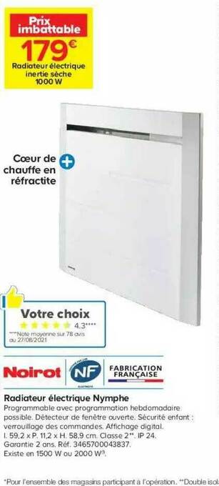 Castorama Radiateur électrique Nymphe offre