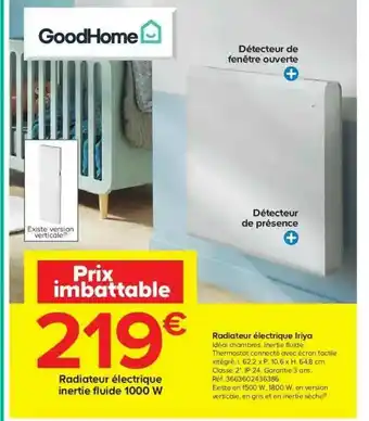 Castorama Radiateur électrique Iriya GoodHome offre