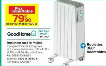 Castorama Radiateur Mobile Mullae GoodHome offre
