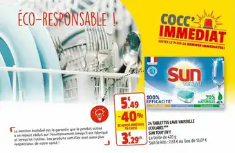 Coccinelle Express 24 Tablettes Lave-vaisselle écolabel Sun Tout En 1 offre