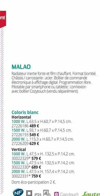 Gedimat Radiateur Malao Sauter offre