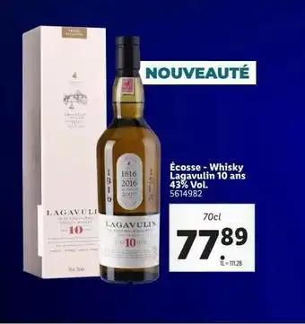 Lidl écosse - Whisky Lagavulin 10 Ans 43% Vol. offre