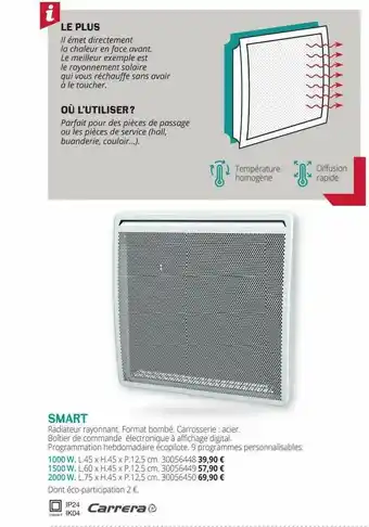 Radiateur Rayonnant Smart Carrera