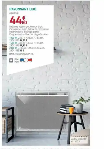 Gedimat Radiateur Rayonnant Duo offre