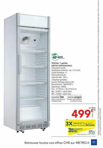 METRO Vitrine 1 Porte Metro Professional offre