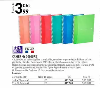 Hyperburo Cahier My Colours Oxford offre