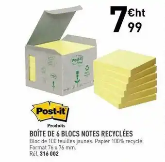 Hyperburo Boîte De 6 Blocs Notes Recyclées Post-it offre