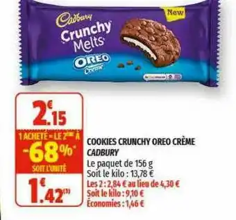 Coccinelle Supermarché Cookies Crunchy Oreo Crème Cadbury offre