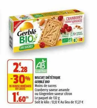 Coccinelle Supermarché Biscuit Diététique Gerblé Bio offre