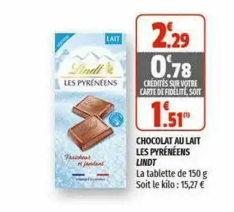 Coccinelle Supermarché Chocolat Au Lait Les Pyrénéens Lindt offre
