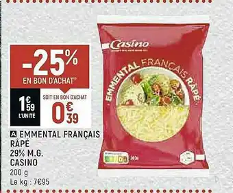 Vival Emmental Français Râpé 29% M.g. Casino offre