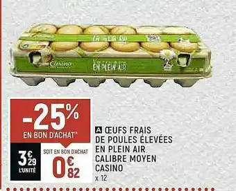 Vival Oeufs Frais De Poules élevées En Plein Air Calibre Moyen Casino offre