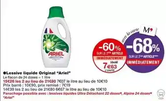 Monoprix Ariel - lessive liquide original offre