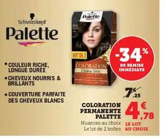 Hyper U PALETTE Coloration permanente offre