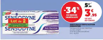 Hyper U SENSODYNE Dentifrice triple action offre